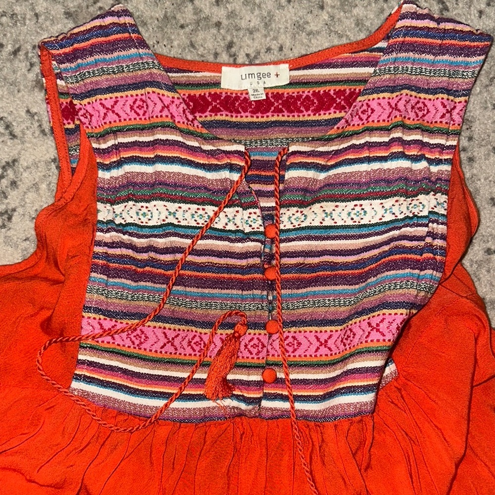 Umgee Aztec Print Boho Dress Sleeveless Breezy Dress with Embroidered Bodice - Picture 3 of 3